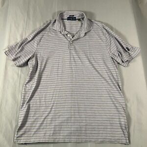 Ralph Lauren Pro Fit Men's XL Striped Polo Shirt Purple Black Cotton Blend Golf